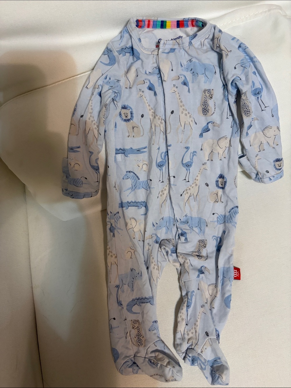 Magnetic Me Blue Safari Animal Print Baby Bamboo Pajamas
